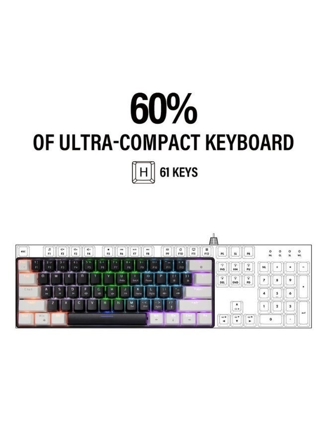 جي ديل لوحة مفاتيح الألعاب الميكانيكية KL69 60% قوس قزح - مفاتيح حمراء - كابل USB C قابل للفصل - مفاتيح إنجليزية وعربية - Image 5